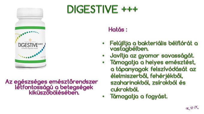 Digestive+++ emésztőrendszer támogatása, a korral csökkenő enzimek pótlása. 